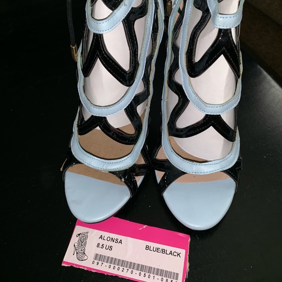 SHOEDAZZLE Alonsa Black & Light Blue heels - Picture 2 of 8